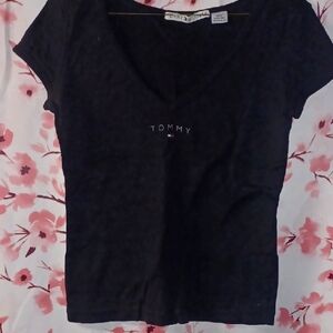 Tommy Hilfiger Women's Black V-Neck Top